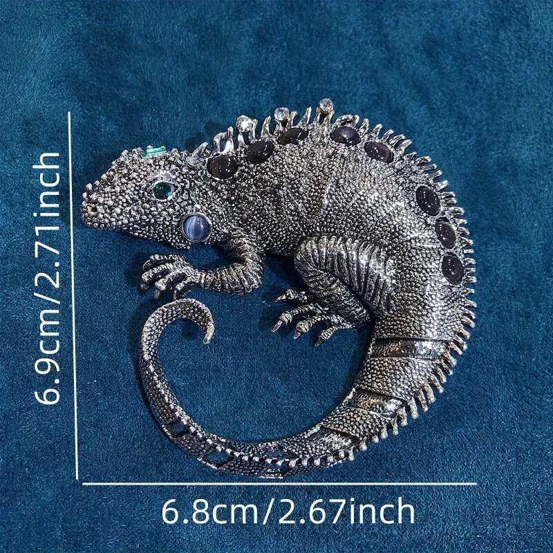 Ladies Novelty Animal Rhinestone Large Brooch Lizard Jacket Pin Vintage Accessories Chameleon Corsage