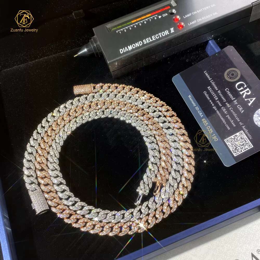 Mens Cuban Link Chain 6mm 8mm 1rows Miami Iced Out Moissanite Cuban Chain 925 Silver Jewelry Sterling Moissanite Cuban Chain