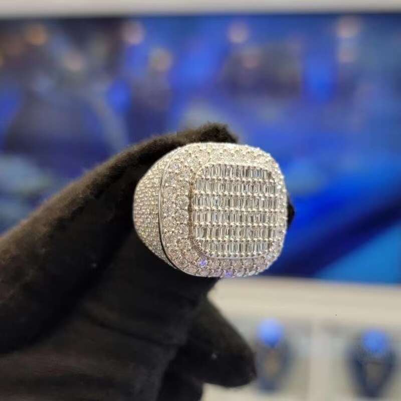 VVS Iced Out Hiphop Baguette Fully Custom Championship Ring 925 Sterling Silver Buss Down Moissanite Ring