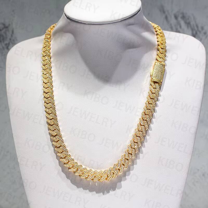 Fashion Silver 925 Moissanite Cuban 2024 Necklace Men Silver 12mm Cuban Link Chain Pass Diamond Tester VVS Cuban Chain
