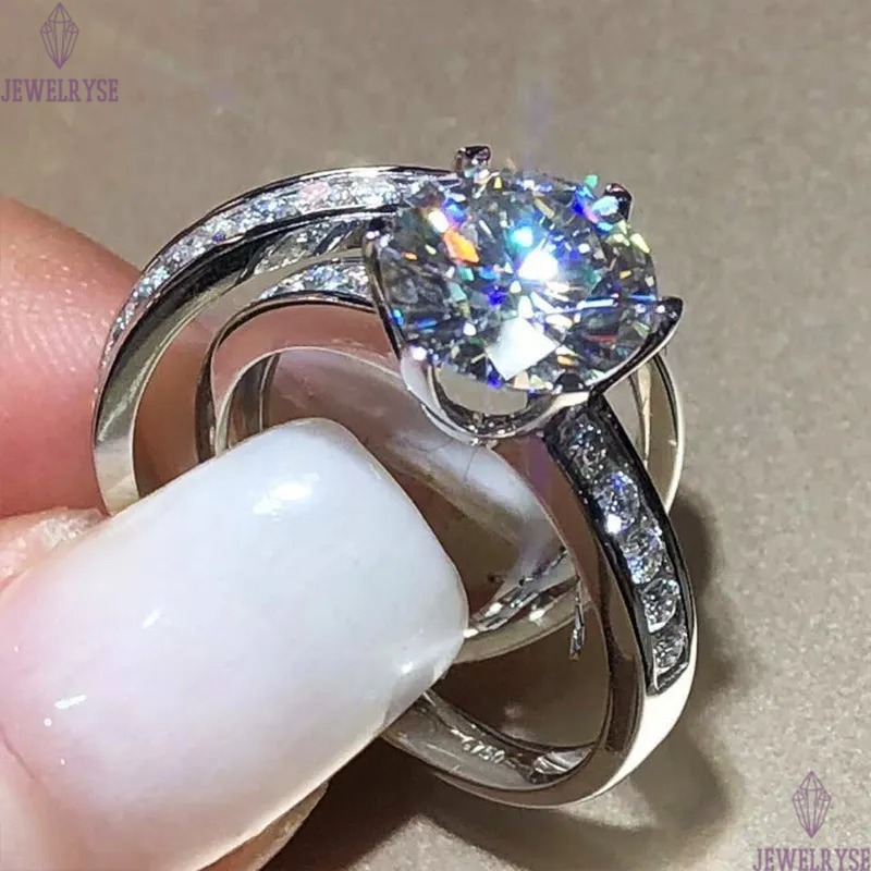 2024 Choucong Six Claw Wedding Rings Classical Jewelry 925 Sterling Silver Fill Large Round Cut 5A Cubic Zircon CZ Diamond Women Couple Bridal Ring Se