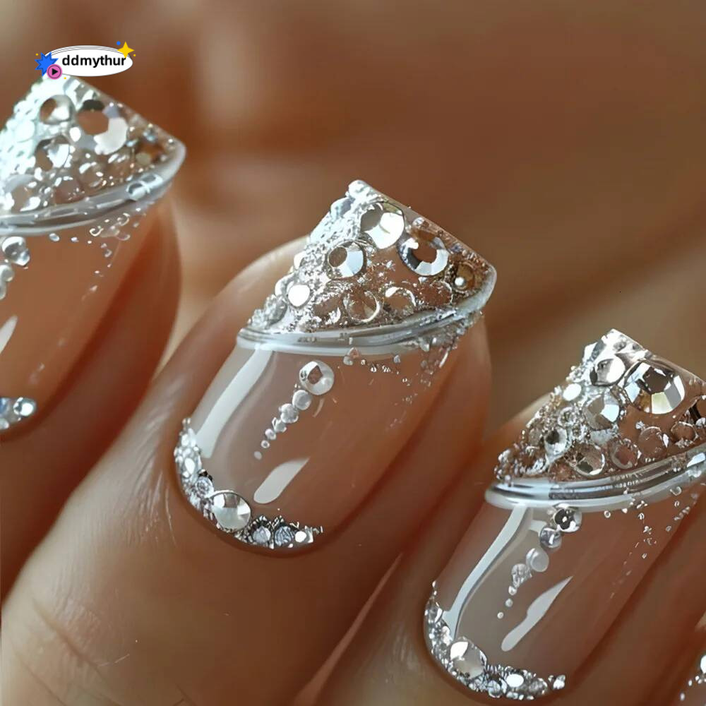 24pcs Mid-length French False Leopard Print Gradient Design Fake Nail Ballet Datachable Press on Nails Finished Manicure ddmythur