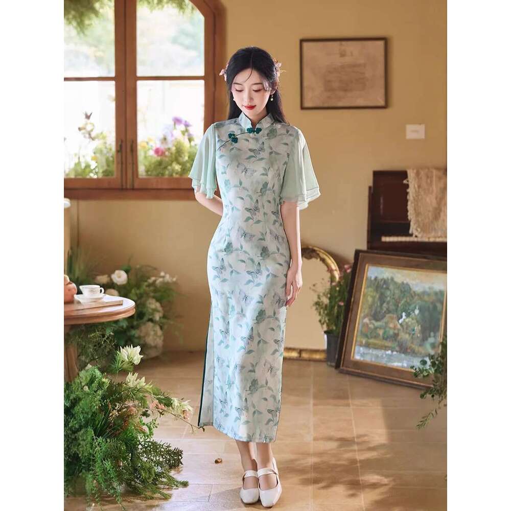 Chinese Silk Embroidery High-End Cheongsam Dress The New Hanfu Style Is Comfortable, Soft, Breathable, Luxurious, Qipao