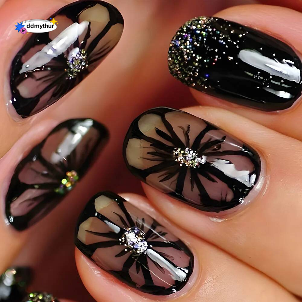 24pcs Mid-length French False Leopard Print Gradient Design Fake Nail Ballet Datachable Press on Nails Finished Manicure ddmythur