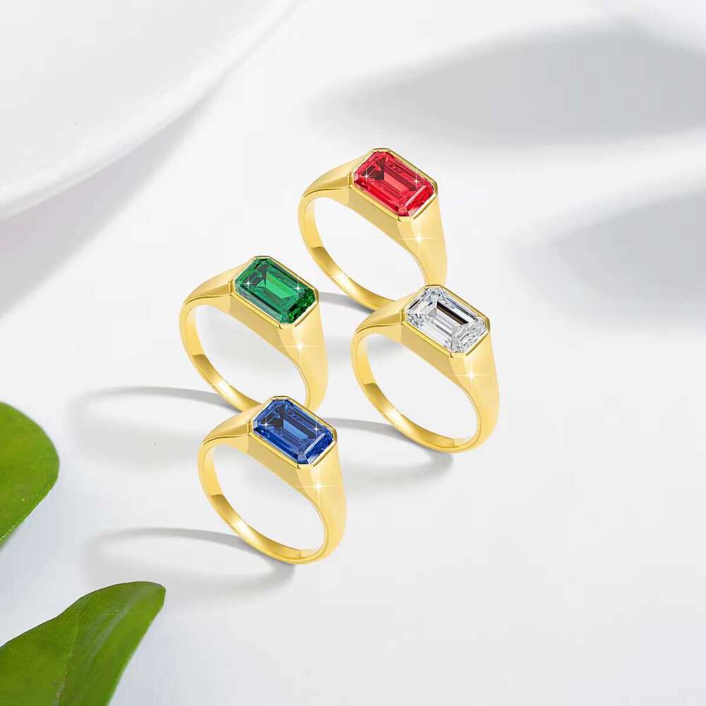 Boutique manufacturer corundum blue red jadeite zircon Father's Day husband gift hollowed out 14k men's jewelry