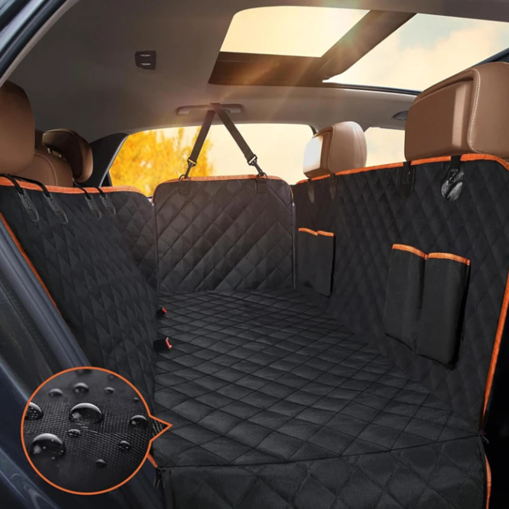 1 piece dog car seat cover suitable for rear seat waterproof seat protector scratch resistant pet car cushion black orange 250427