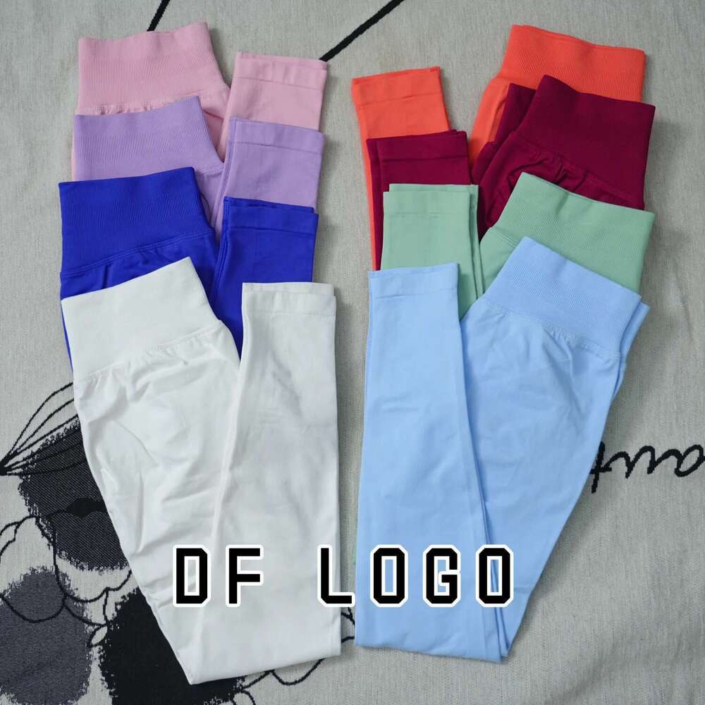 DF Yoga Impact Women Curl Up Seamless Quality Leggings Low Ribbed Pants High Stretch Fiess Tights