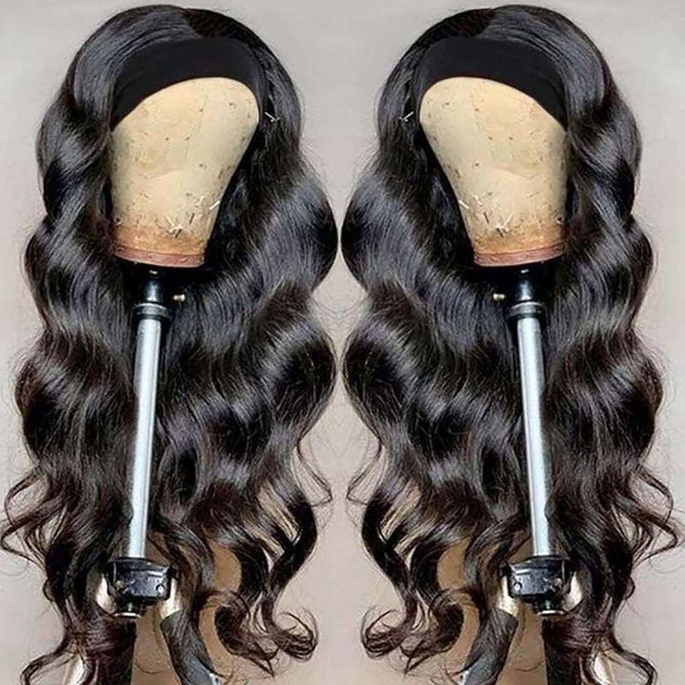 Body Wave Glueless Human Hair for black women human hair glueless, None Lace Front Wigs 180% Density Wear and Go Wig hine Made Headband Wigs(18in)