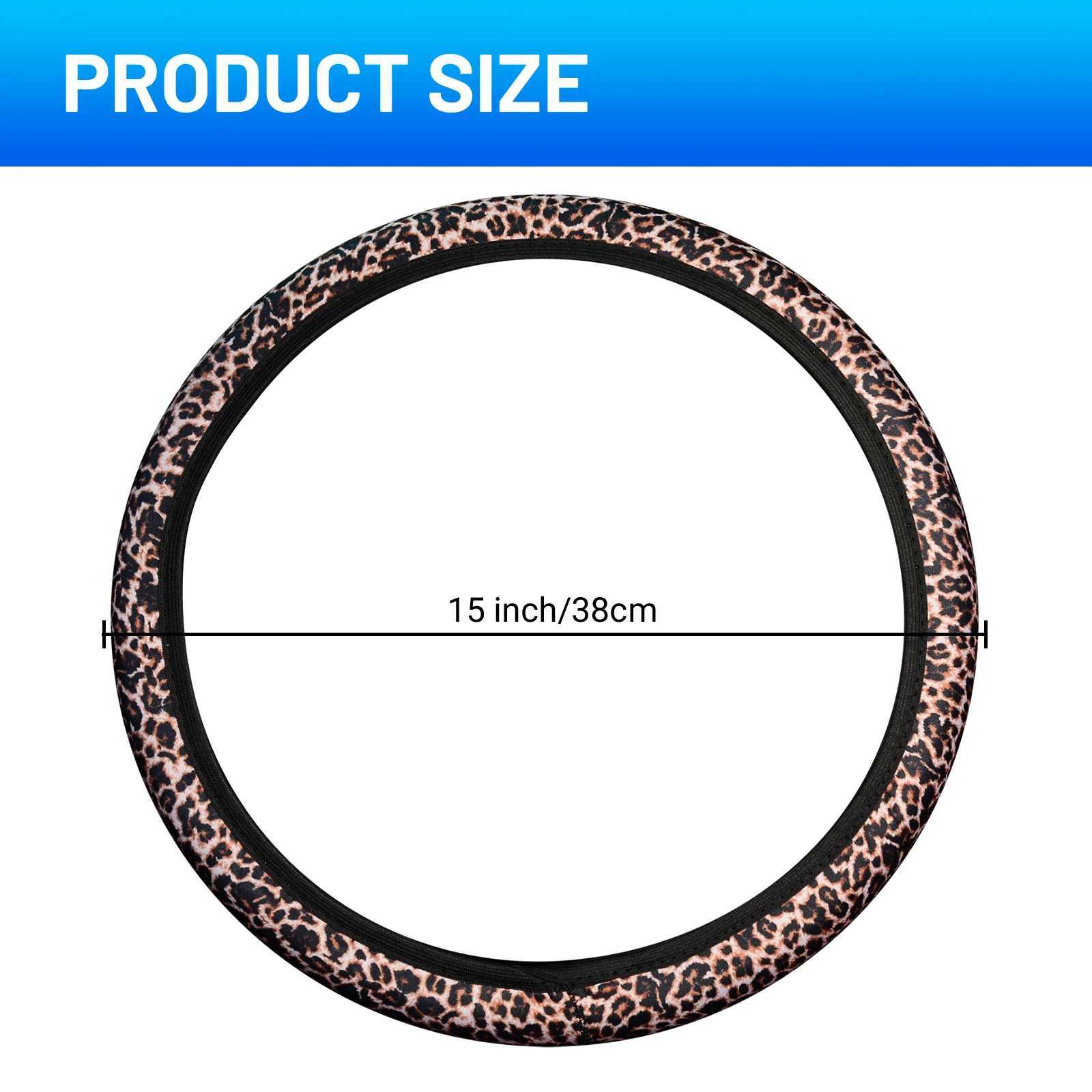 Leopard Print steering wheel cover universal 15 inch elastic soft chloroprene rubber car steering wheel cover suitable for women anti slip H25430