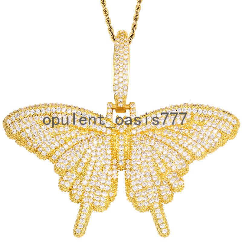 Custom New Arrive Popular Hip Hop Jewelry Iced Out Diamond Gold Plated Big Butterfly Pendant for Girls