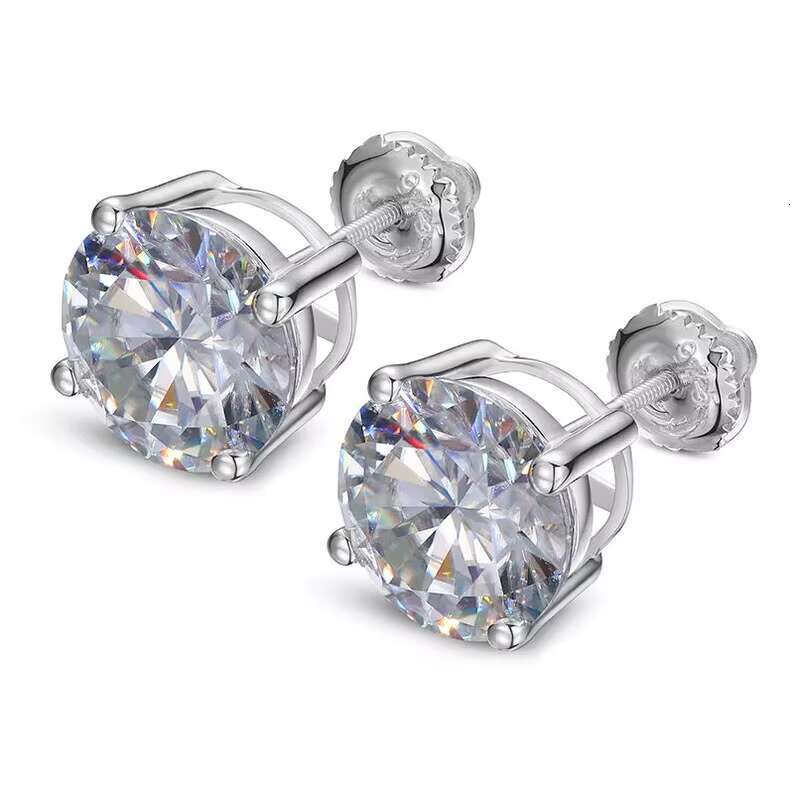 VVS Moissanite Stud Earrings Hiphop 925 Silver Bling Moissanite Diamond Round Cut Moissanite Earrings