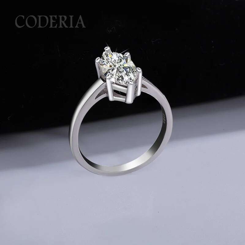 Real GRA Certified Moissanite Wedding Ring Women Birthday Gift Horse Eye 1CT 2CT Brilliant Diamond Finger Band Fine Jewelry