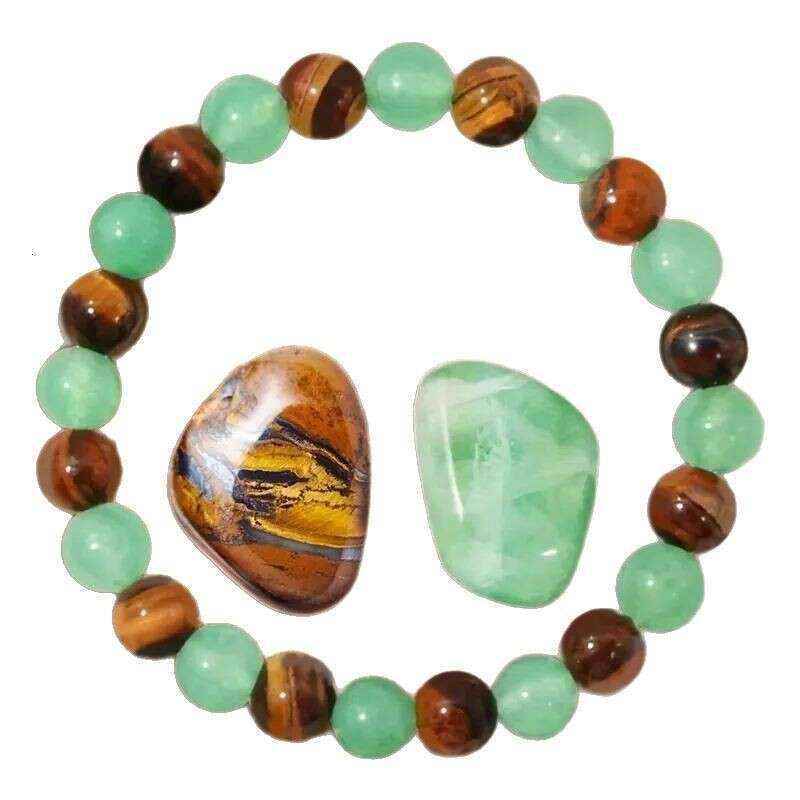 Temu Xiyin TK Natural Tiger Eye Stone Green Dongling Wealth Bracelet
