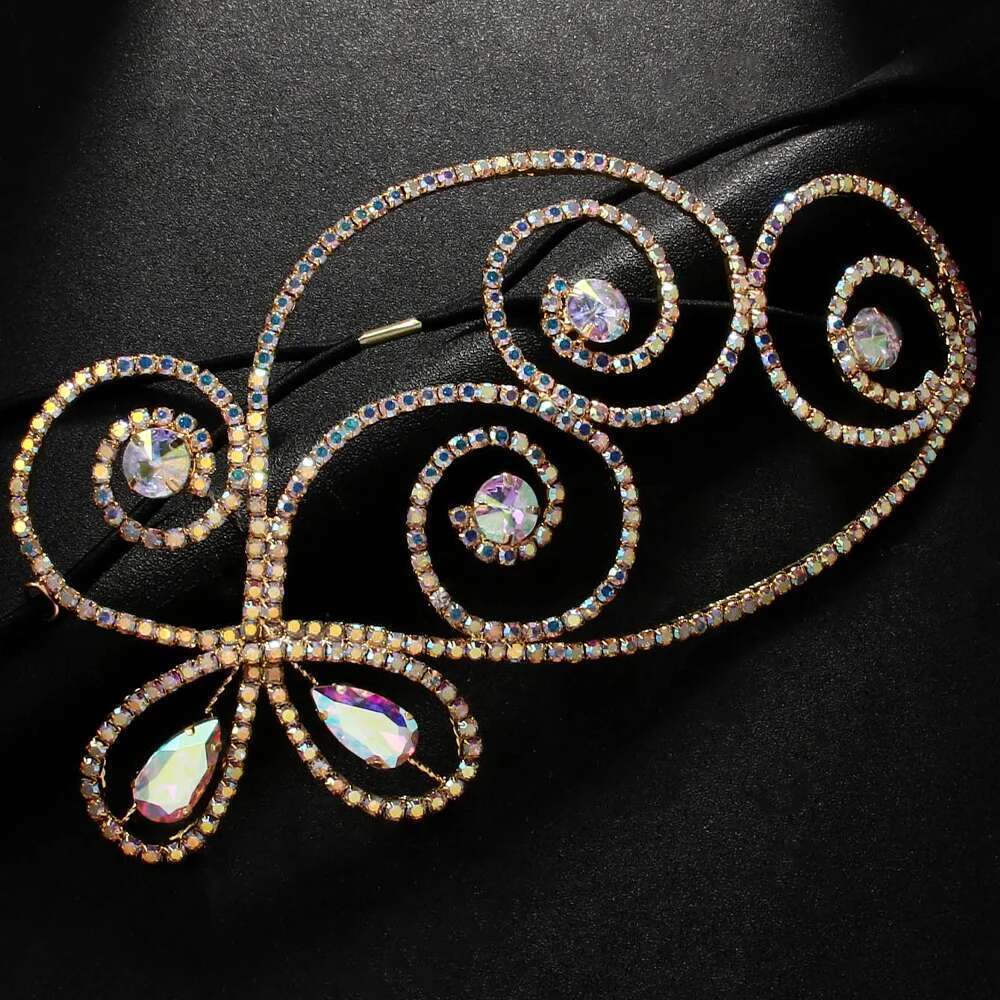 Stonefans AB Color Rhinestone Headpiece Costume Jewellery Bridal Diadem New Belly Dance Tiara Ballroom Hair Piece Crystal