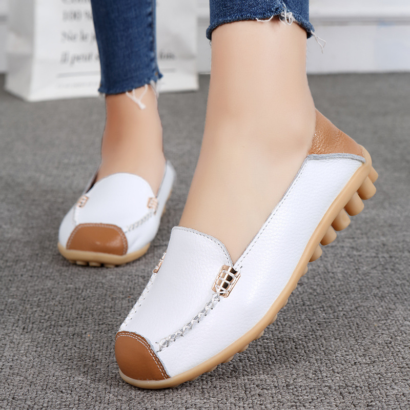 Bean Women S New Spring Summer Leather Surface Waterproof And Anti Slip Cow Tendon Soft Sole Casual Versatile Mom Shoes Ddmysaturn