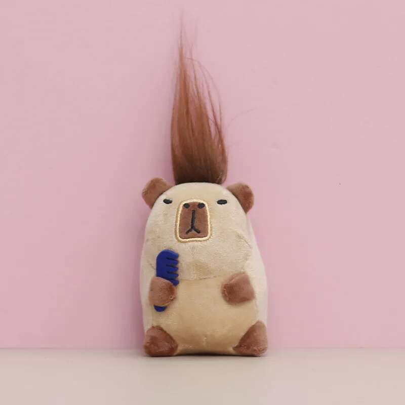 Strawberry Hat Capybara Plush Toy Turtle Backpack Capibara Stuffed Animals Papa Hand Circle Ring Key Chains Small Size Pendant
