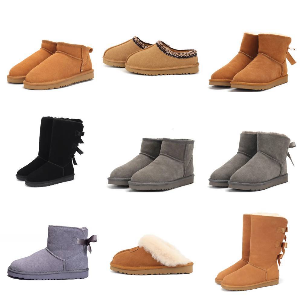 Designer Australia Snow Boots Classic Ultra Mini Winter Warm Women Tasman Slipper Outdoor Shoe Grey Maroon Men Sheepskin Chestnut Sand Winter Ankle High Low Shoes U6