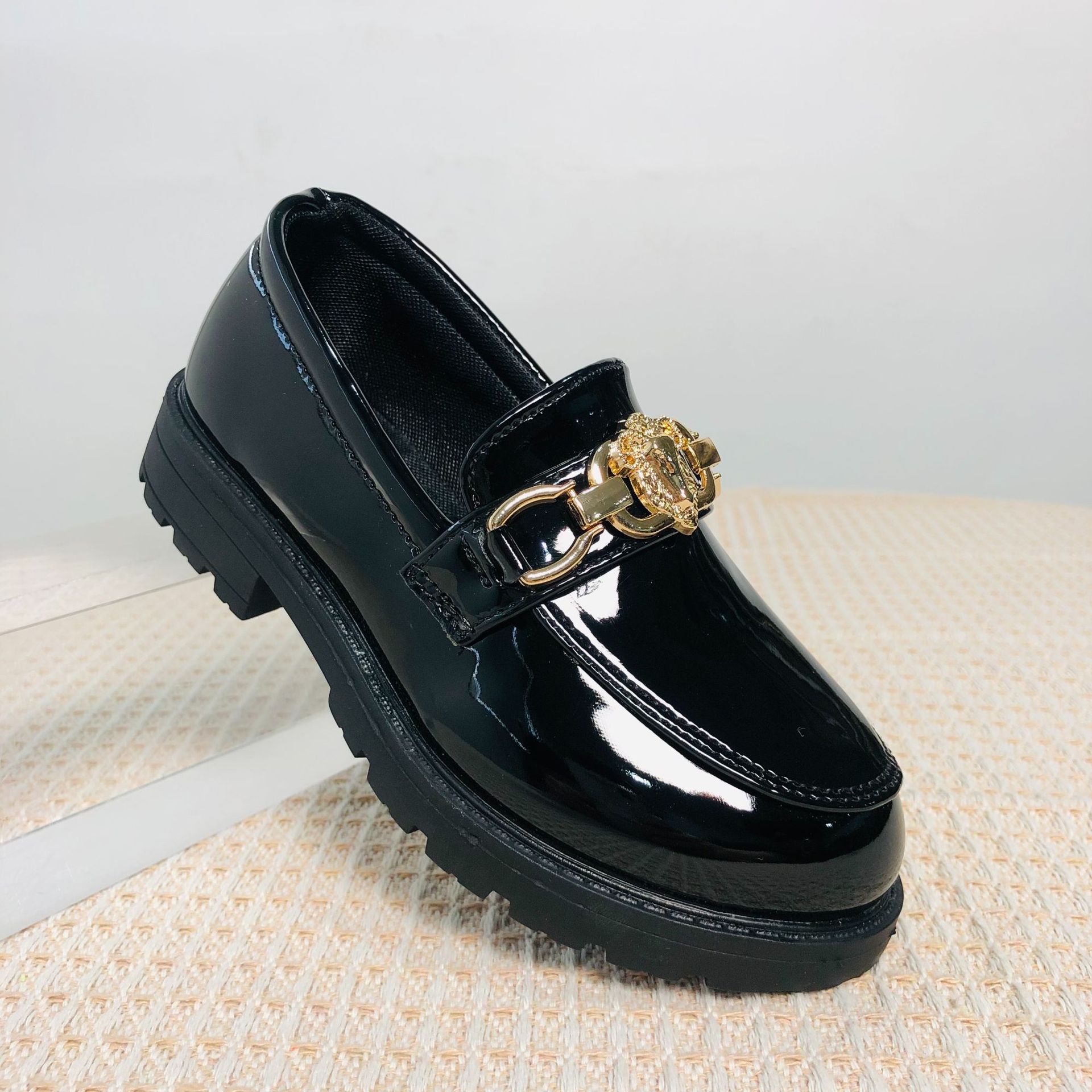 Children Loafers Shoes Boys Flat Sneakers Kids Casual Shoes Toddler Outdoor Lace-up Breathable Shoes Soft Bottom Solid Color Sizes US5.5C-US7Y K0854