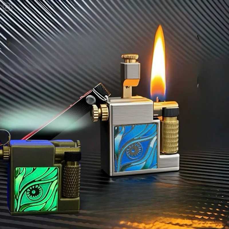 CHIEF New Small Square Brick Pendant Oil Lighter Small Mini Retro Creative Luminous Lighter Cigarette Accessories Mens Gift W251129