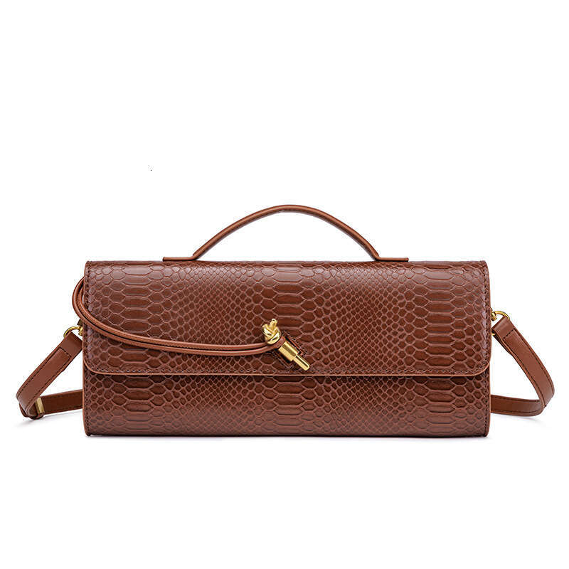 New Handheld Banquet for Women, Horizontal Version, Trendy Crocodile Python Pattern, Stick Bag, Small and Unique Single Shoulder Crossbody Bag
