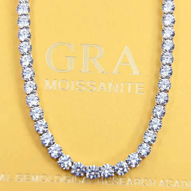 Fashion RTS 5mm Moissanite Diamond 7~26 Inches Sterling Silver S925 Tennis Chain Moissanite Hip Hop Jewelry