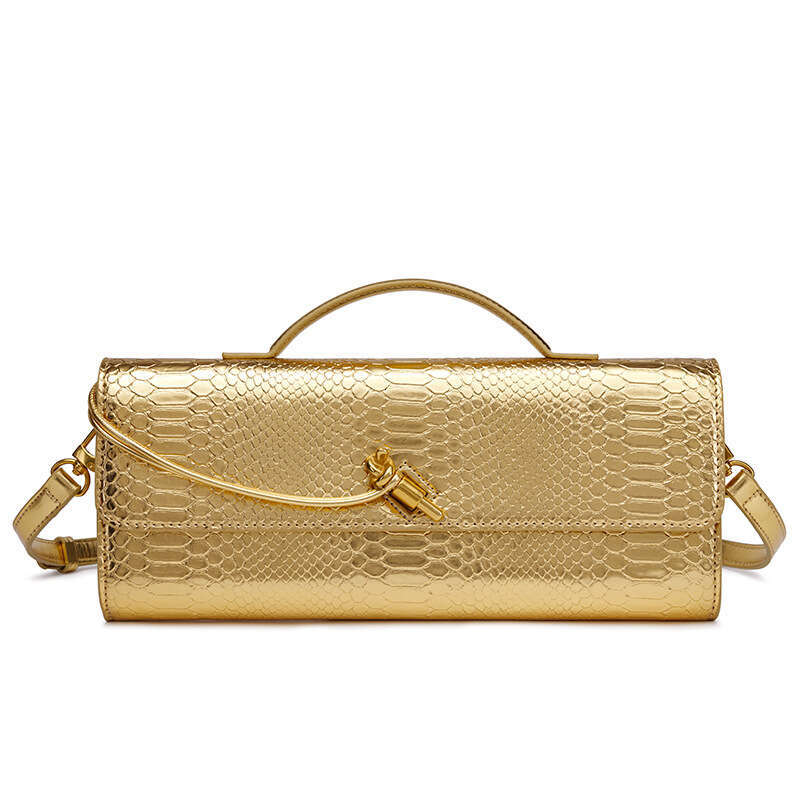 New Handheld Banquet for Women, Horizontal Version, Trendy Crocodile Python Pattern, Stick Bag, Small and Unique Single Shoulder Crossbody Bag