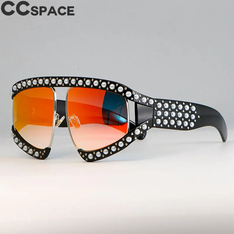 45448 Women Goggles Sunglasses Pearl Shades Red Mirror Glasses Oversized Uv400 Glasses Female 251126