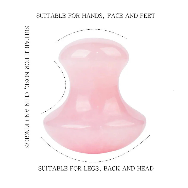 Jade Mushroom Shape Scraping Board Natural Rose Quartz Crystal Guasha Stone For Spa Relaxing Meditation Massager Skin Tool 250424