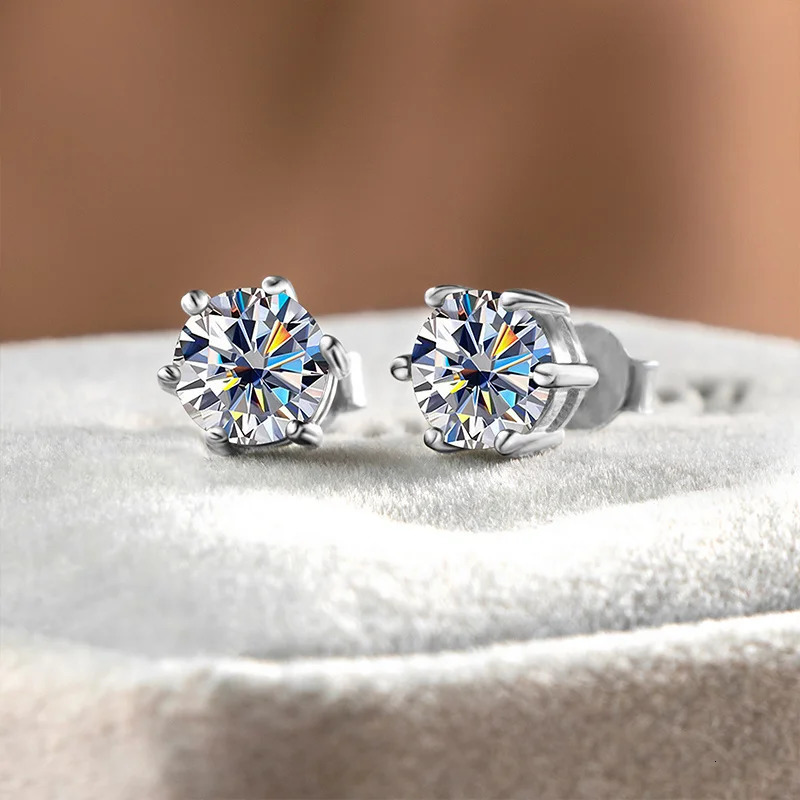 D Color Earring blue green gemstone S925 Sterling Sliver Plated Women Man Sparkling Fine Jewelry Gift 250420