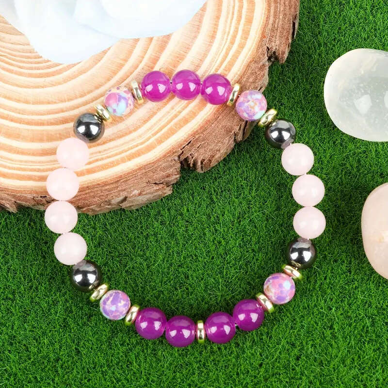 Temu natural powder crystal chalcopyrite emperor stone golden accessories amethyst bead bracelet