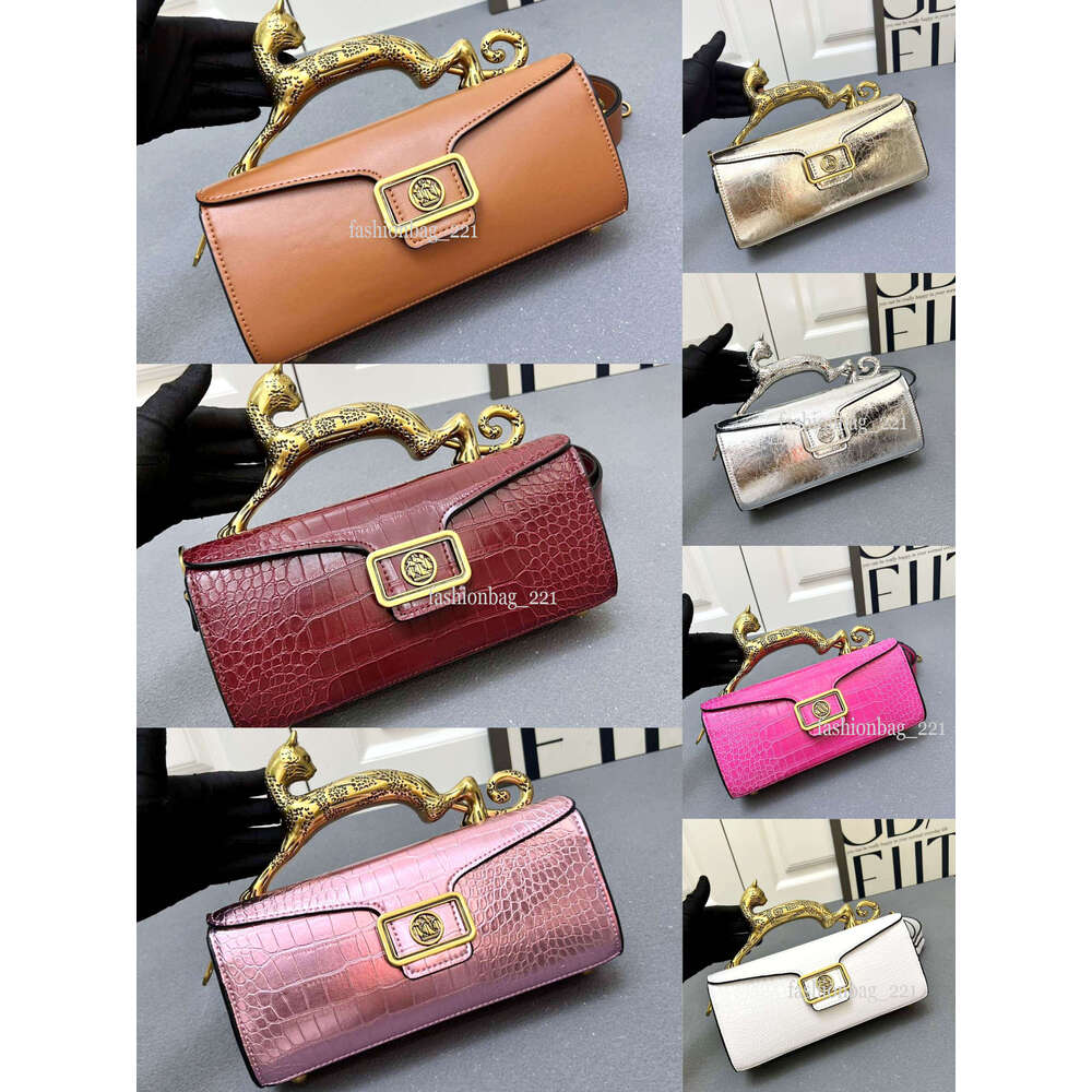 Designer Bag Hand Bag Leopard Handle Square Cowhide Fashionable Individual Versatile Banquet Single-Shoulder High-End Women's Bag