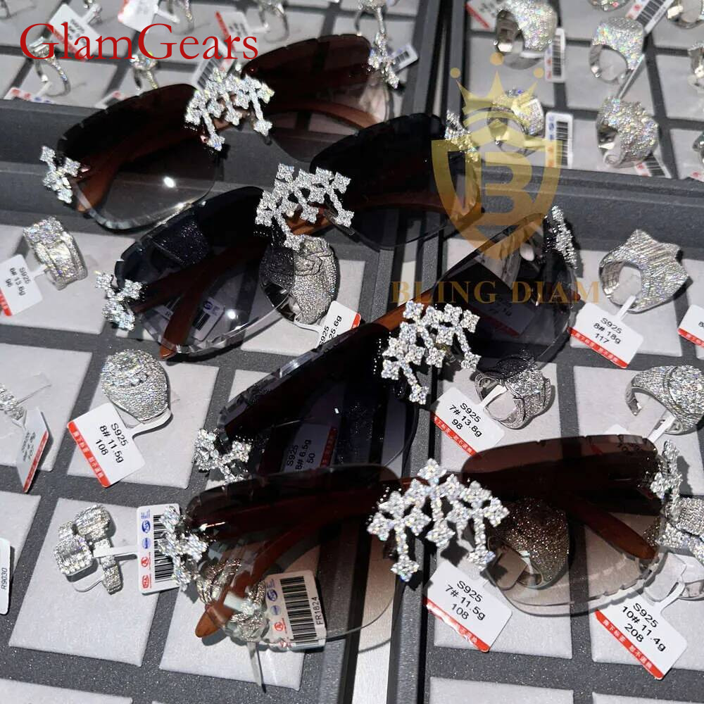 New Arrival d Vvs Super Shine Cross Hip Hop Moissanite Fashion Ice Out Sunglasses Pass Dia Tester Rapper Jewelry