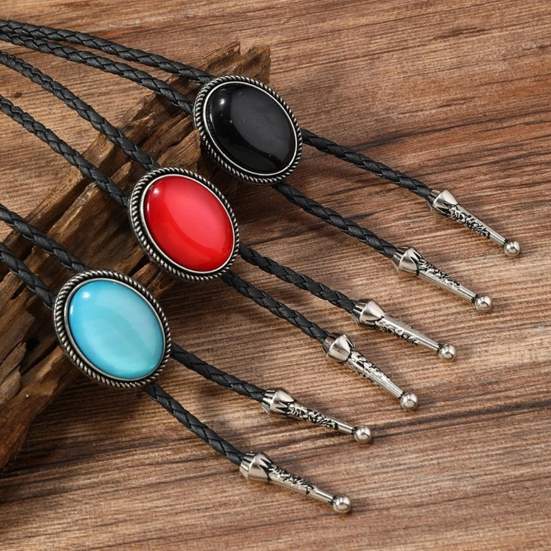 Delicate Gemstones Bolo Tie Cowboy Necktie Western Bolo Tie for Shirt 250430