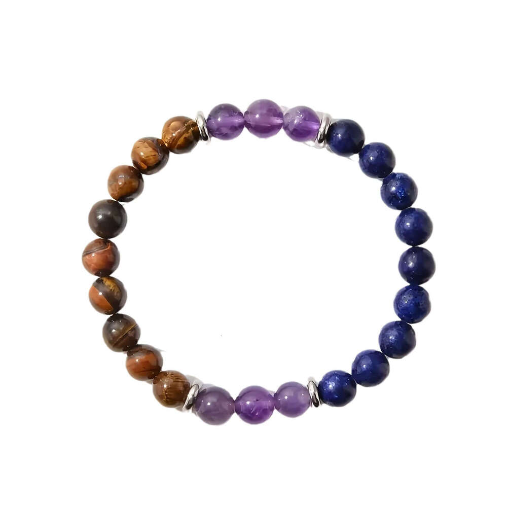 Cardless temuTK Amethyst Lapis lazuli Tiger Eye Stone Bracelet