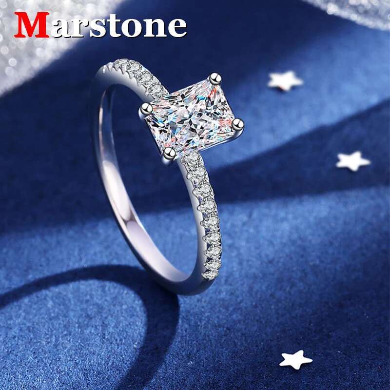Radiant Rectangle1CT Moissanite Women Ring Fashion Ring S925 Sterling Silver Four Claws For Women Wedding Party Gift