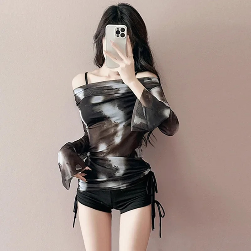 Sexy Three-piece Womens Bikini Swimsuit Steel Support Gathered Spring Style Korean Version Pure Desire s Swimwear 250428