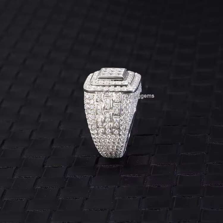 Hip Hop Ring 18K Gold Plated 925 Solid Silver Pass the Diamond Tester Moissanite Cuban Ring for Men Jewelry