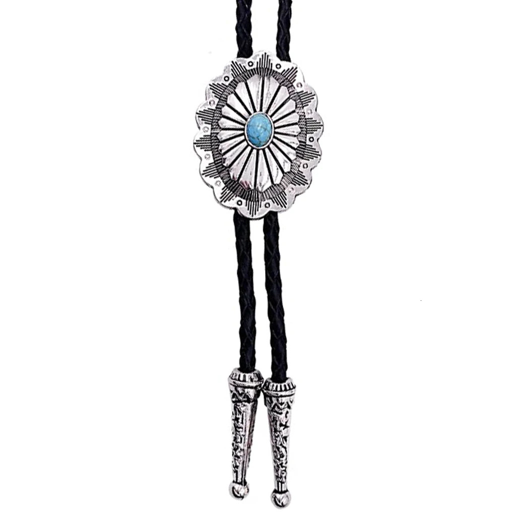 Celtic turquoise bolo leather rope tie fashion pure western cowboy style bolo tie collar rope 250430