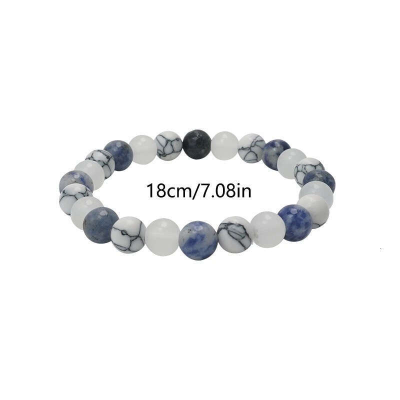 Temu Xiyin TK Blue Dot Stone White Marble Turquoise Bracelet Bohemian Style
