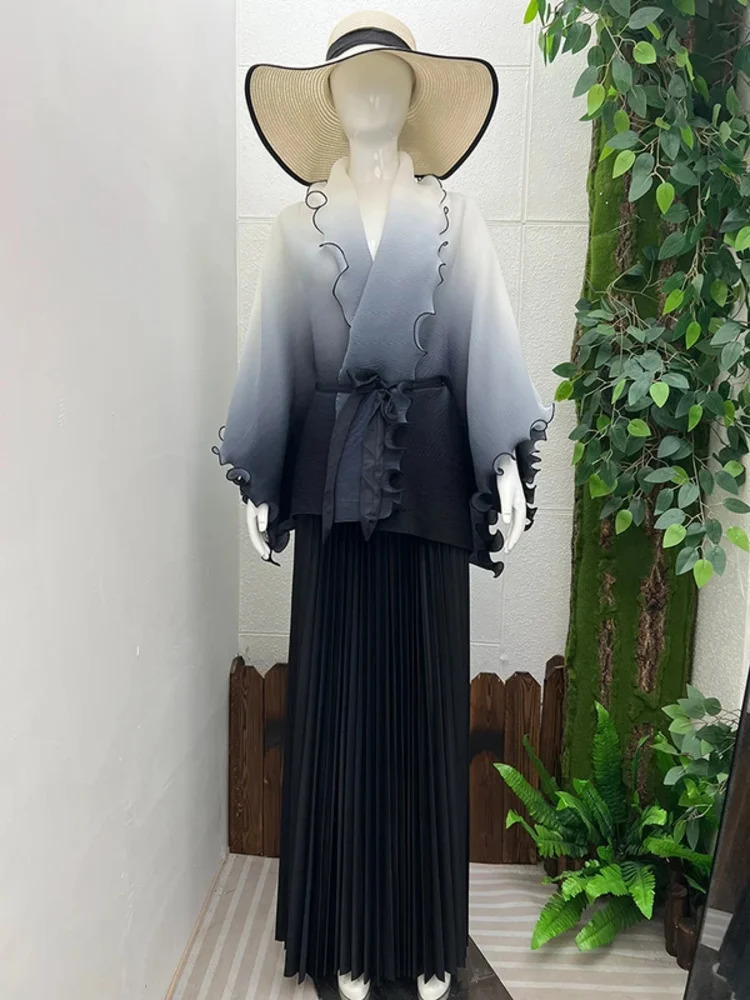 gradient twopiece womens solid color irregular jacket with elastic waist skiing spring item 250530