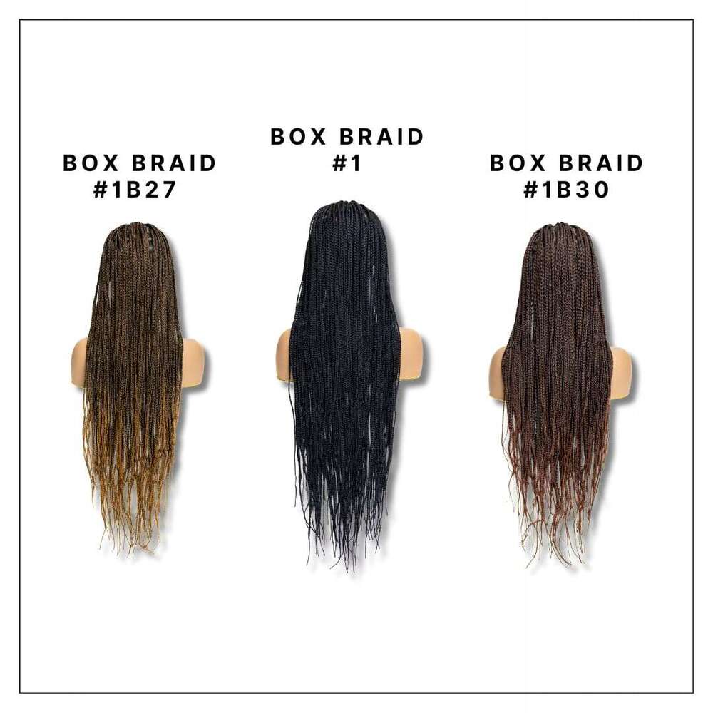 PIB 12'' Full Lace Knotless Braid Square Parted Braided Wig for Women Handmade Box Braids with Natural Baby Hair - Jet Black #1
