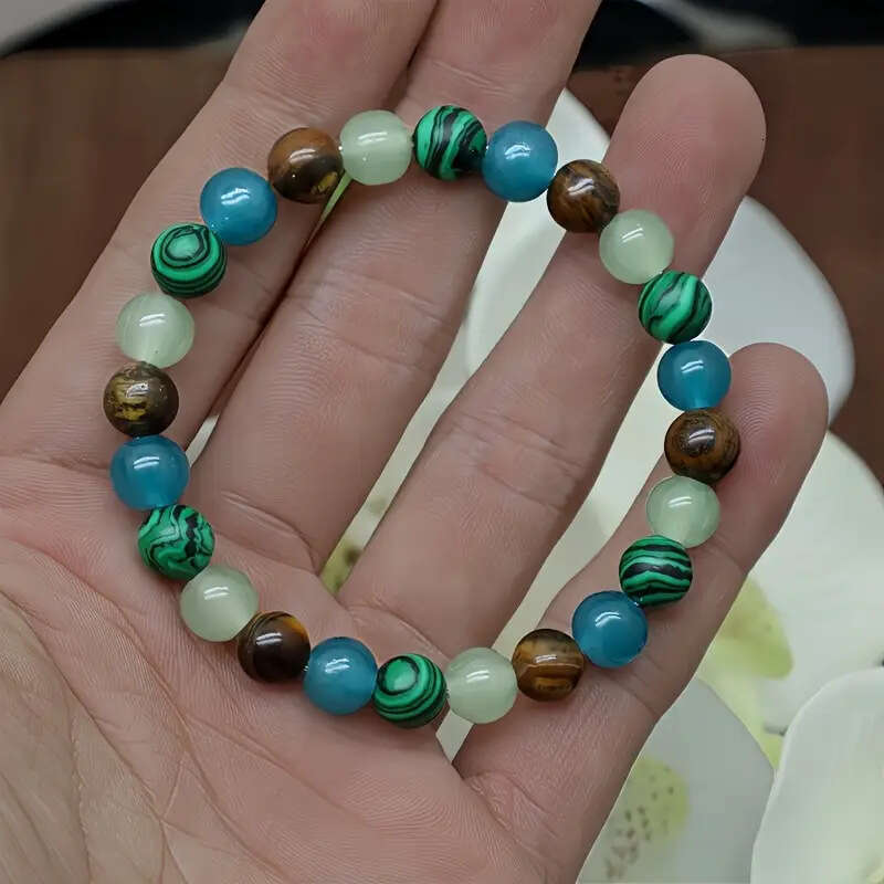 Temu Xiyin TK Pea Tiger Eye Stone Multi colored Beaded Bracelet Women's Jewelry Gift