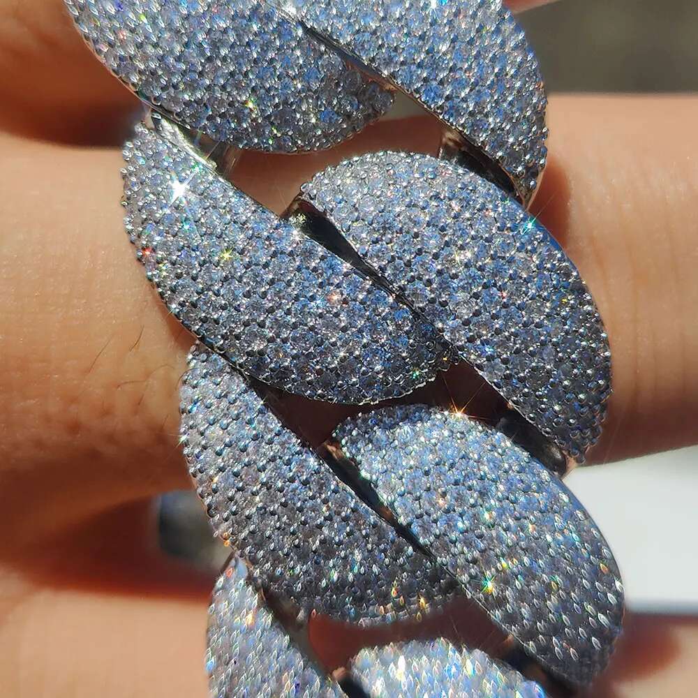 22MM 6 Rows Cluster 5A Dia Full Iced Out Cuban Link SIer/ Gold Plated Bling CZ Bubble Chain for Men Women