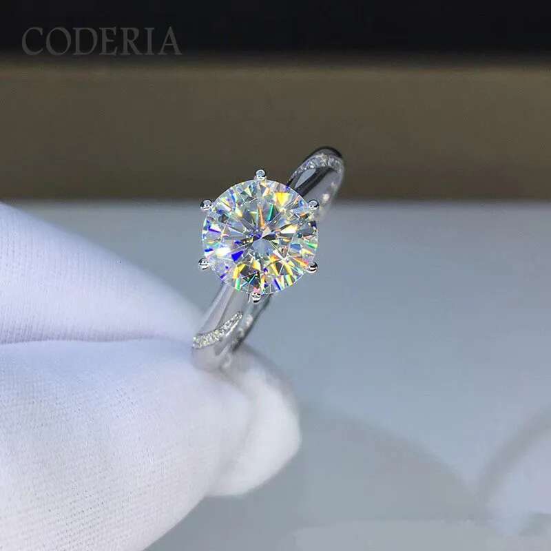 6 Claws Classic S925 Silver Ring 1-2 Carats D color Moissanite Stone Womens Wedding Diamond Rings High Quality Luxury Jewelry