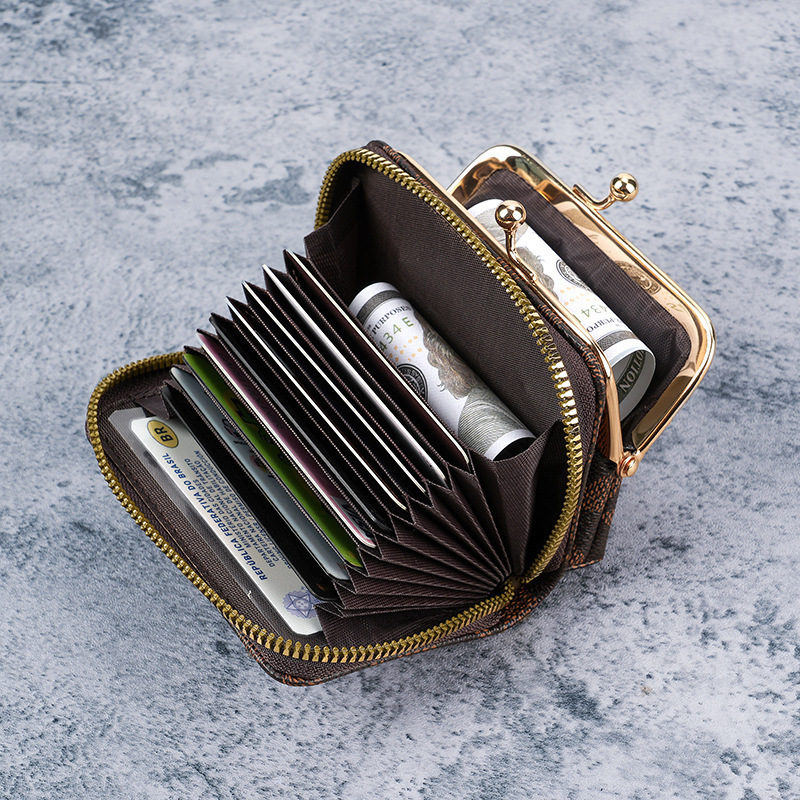 2025 New Diamond Bag Women's Printed Short Clip Coin Purse Joker Female Student Coin Purse