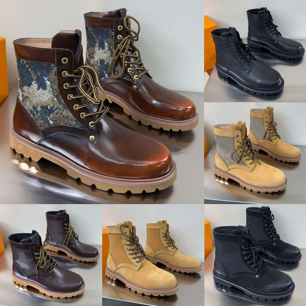 Thick Soled Lace Up High Top Boots Mens ankle Martin boots fashion casual shoes Luxury man shoe Hiking boots Designer Mens tim land collaboration strap sneakers