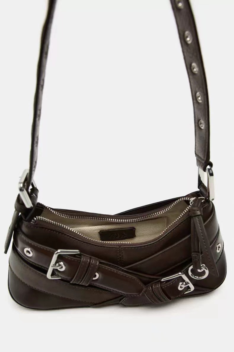 Crossbody Bag 2025 New Women, Leather Pleated Crescent Bag, Rivet Tassel 3 in 1 Shoulder Bag.