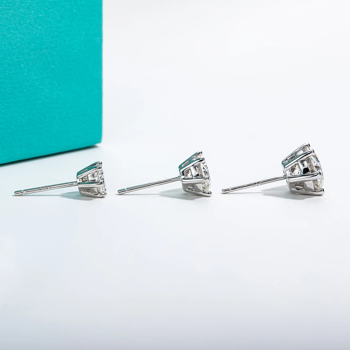 AnuJewel 4/2/1ct Total Stud Earrings 925 Sterling Silver Certificate Earrings Jewelry Making Supplies 250420