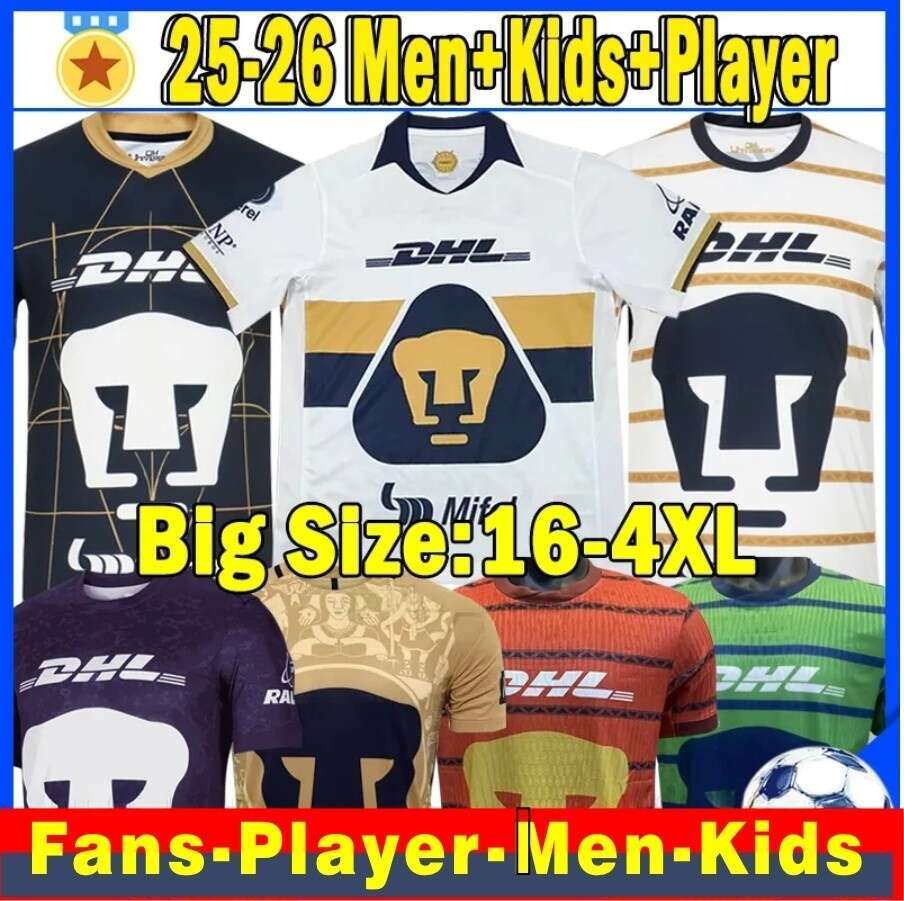 XXXL Mexican Football League 2024 2025 Leo Suarez U. Riwas Mexico UNAM C. HUERTA Football Jersey Goalkeeper Fan Player Version J. RUVALCABA Football Jersey Child