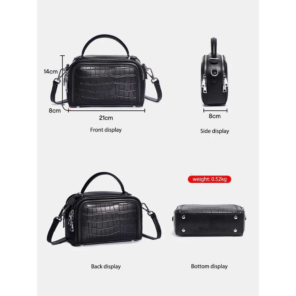 Zency Genuine Leather For Women Sturdy Top-handle Crocodile Handbag Classic High sense Shoulder Bags Female Crossbody Pillow Bag